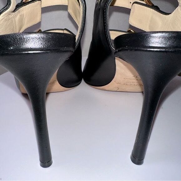 Jimmy Choo Trick Buckle Gladiator Sandals Heels. Size 37. Black leather. - Picture 5 of 12